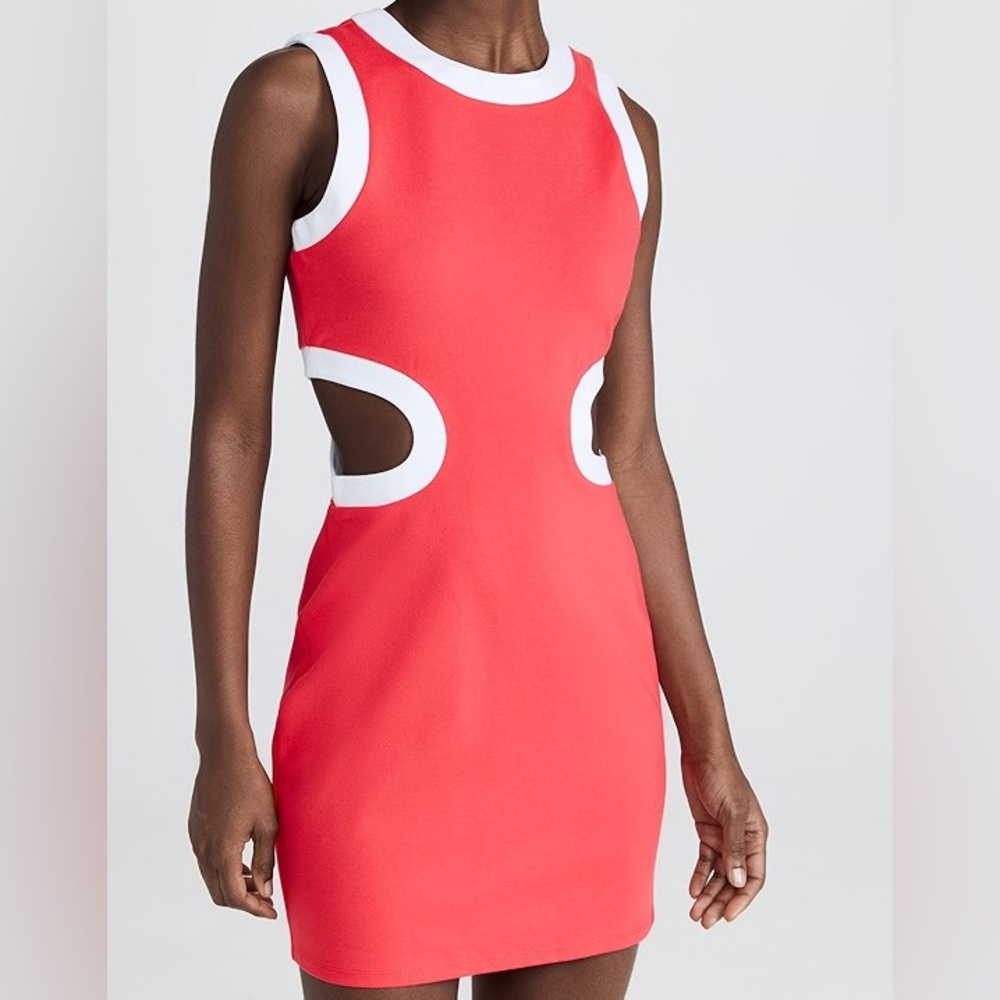 STAUD Red Dress with White Accents